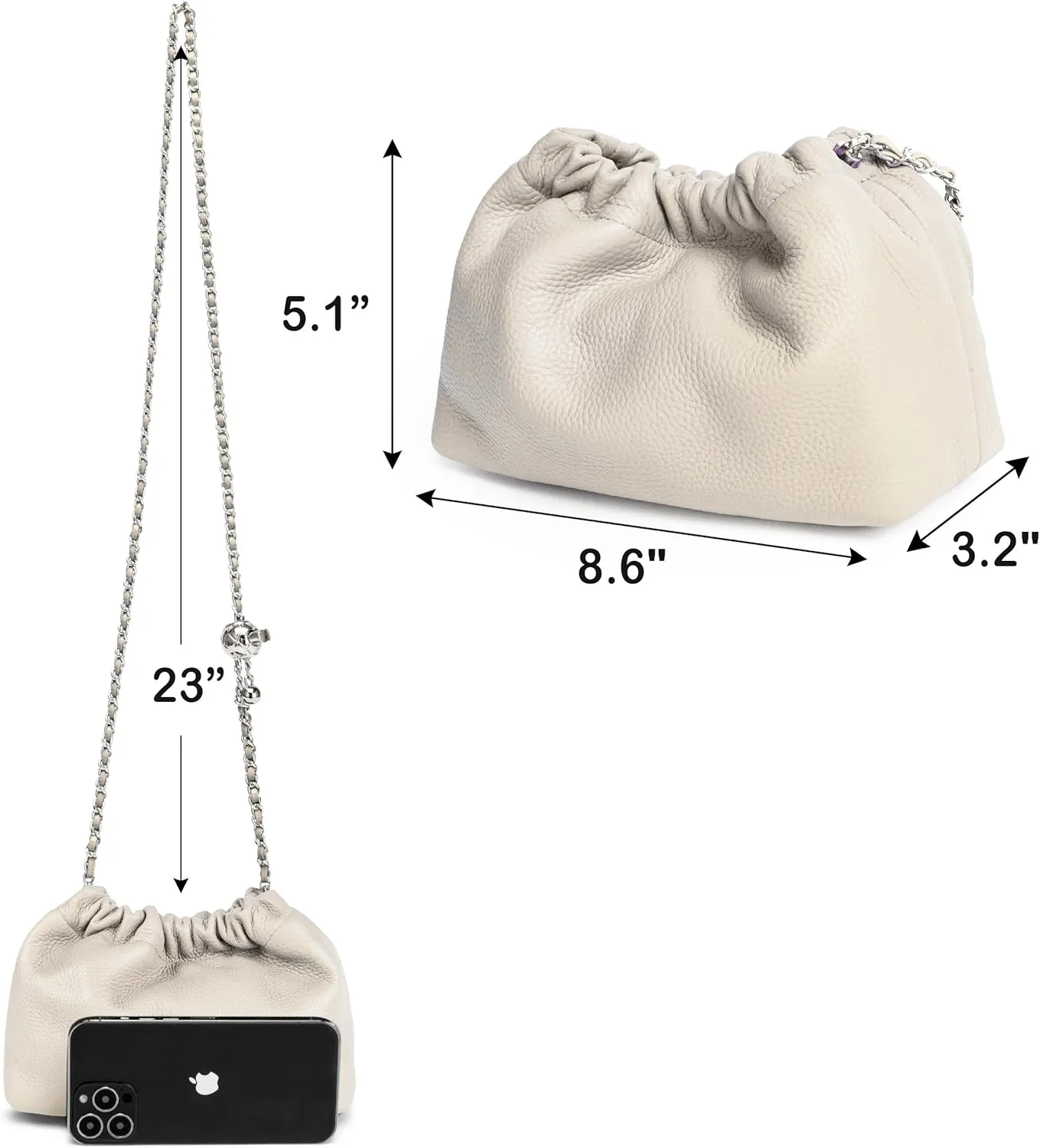 Joryin Trendy Dumpling Women's Crossbody Bag - Evening Clutch Vegan & Genuine Leather Hobo Cloud Purse