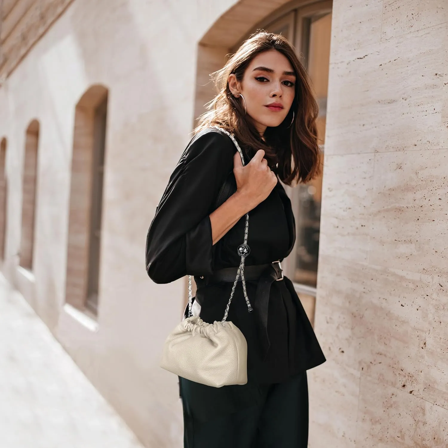 Joryin Trendy Dumpling Women's Crossbody Bag - Evening Clutch Vegan & Genuine Leather Hobo Cloud Purse