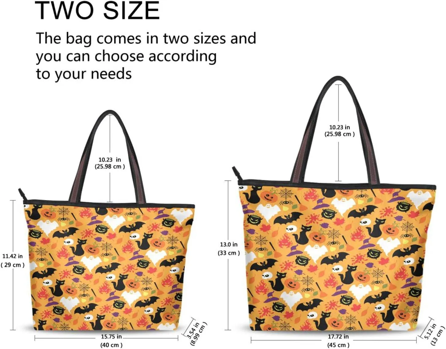 JSTEL Halloween Pumpkin Tote Purse with Pockets and Compartments,Halloween Tote Bag Zippered