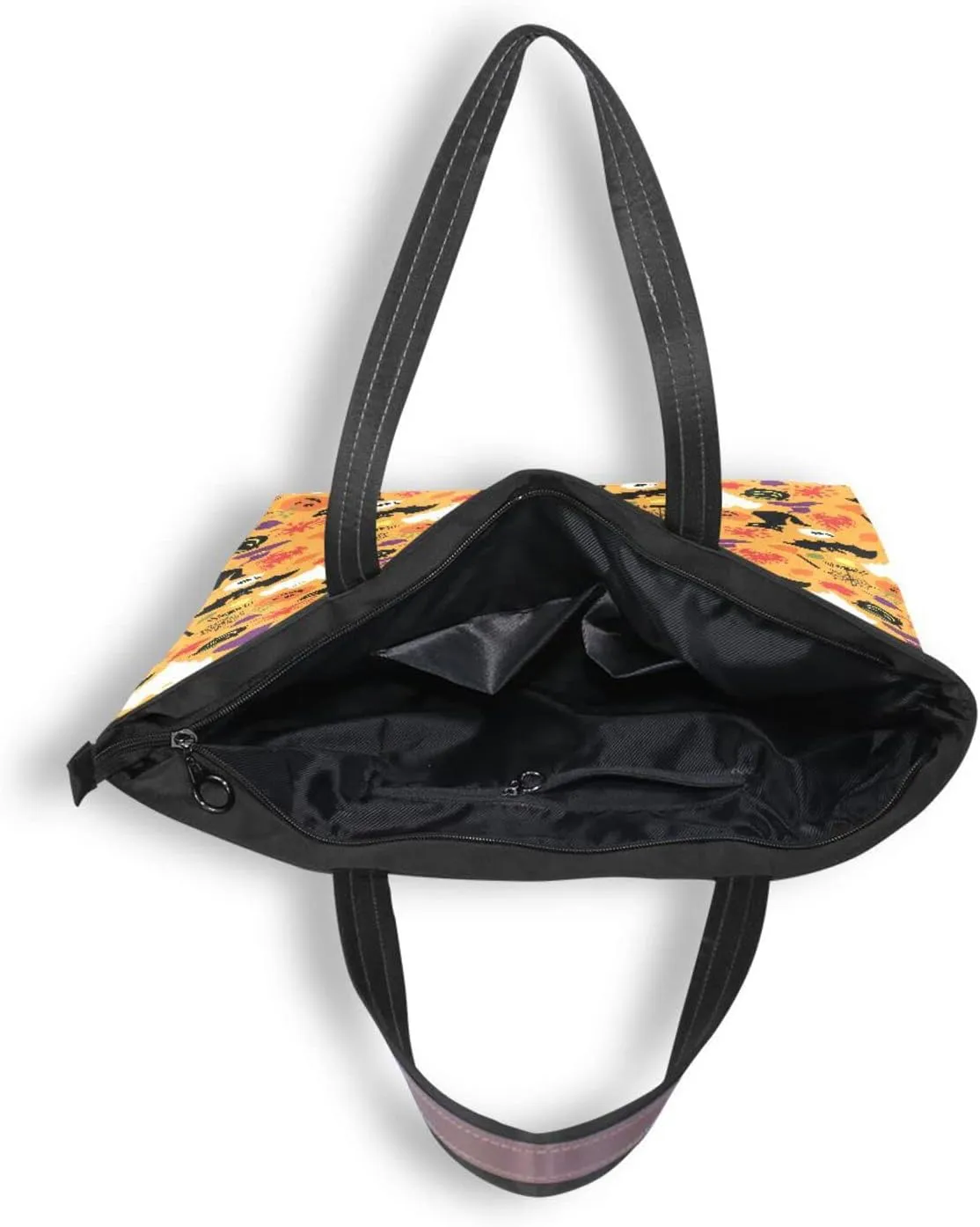 JSTEL Halloween Pumpkin Tote Purse with Pockets and Compartments,Halloween Tote Bag Zippered