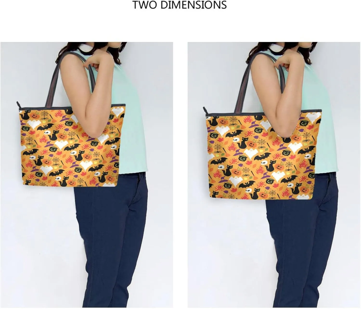 JSTEL Halloween Pumpkin Tote Purse with Pockets and Compartments,Halloween Tote Bag Zippered
