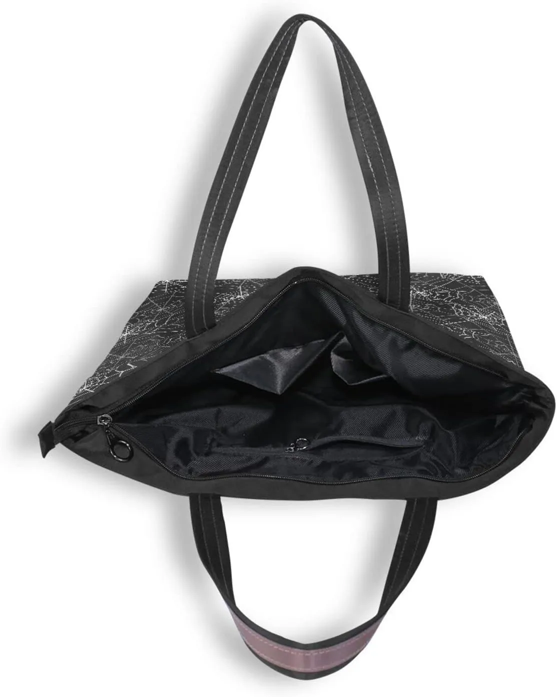 JSTEL Halloween Tote Bag for Women with Zipper,Halloween Tote Bag Black Cat Purses and Handbags