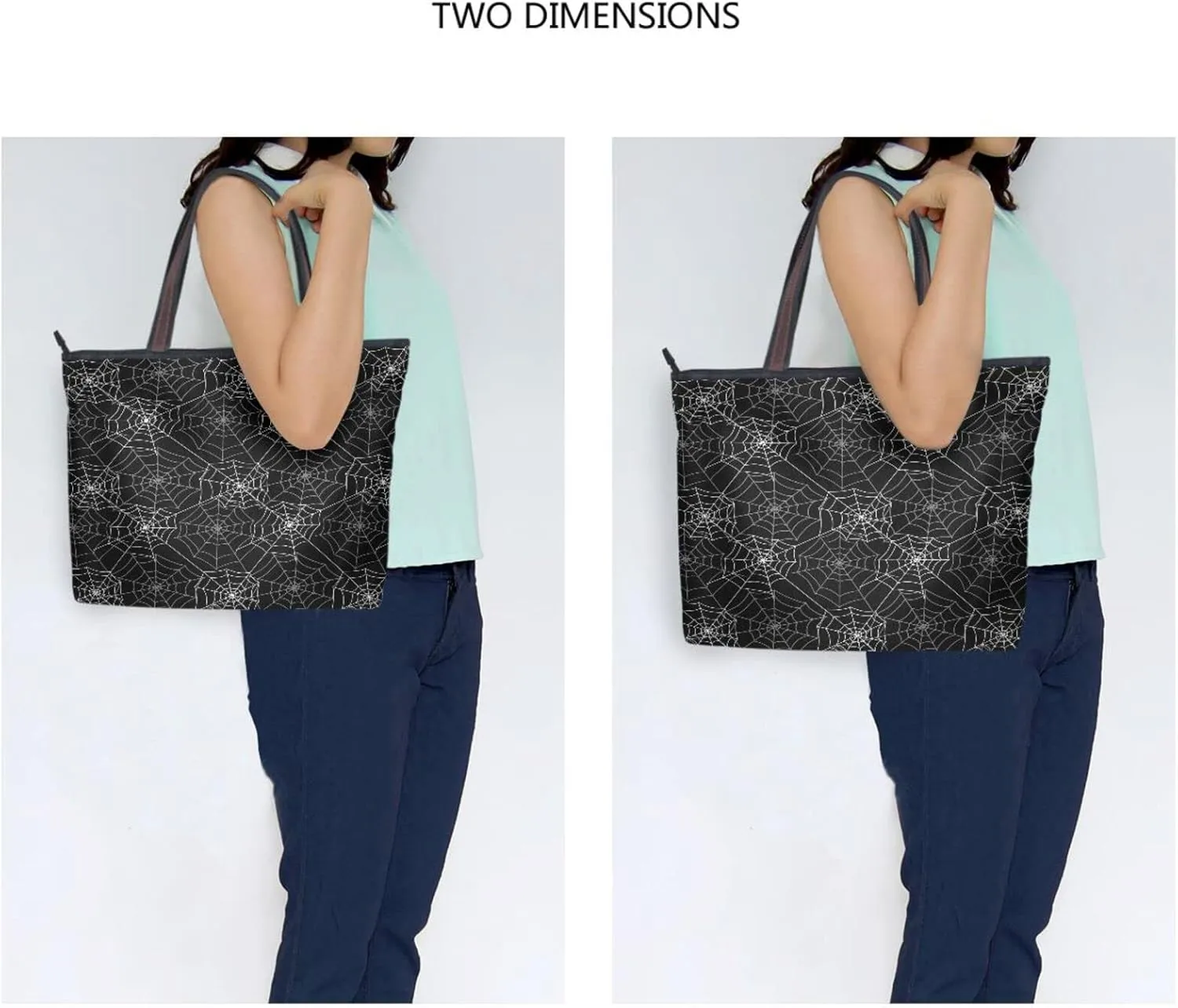 JSTEL Halloween Tote Bag for Women with Zipper,Halloween Tote Bag Black Cat Purses and Handbags