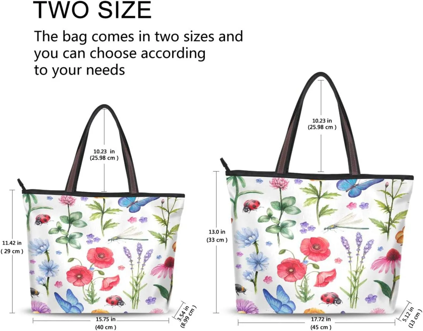 JSTEL Pattern Tote Bag for Women with Zipper Pocket Polyester Tote Purse Pattern Handbag Pattern Tote Purse