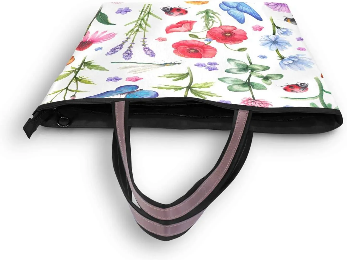 JSTEL Pattern Tote Bag for Women with Zipper Pocket Polyester Tote Purse Pattern Handbag Pattern Tote Purse