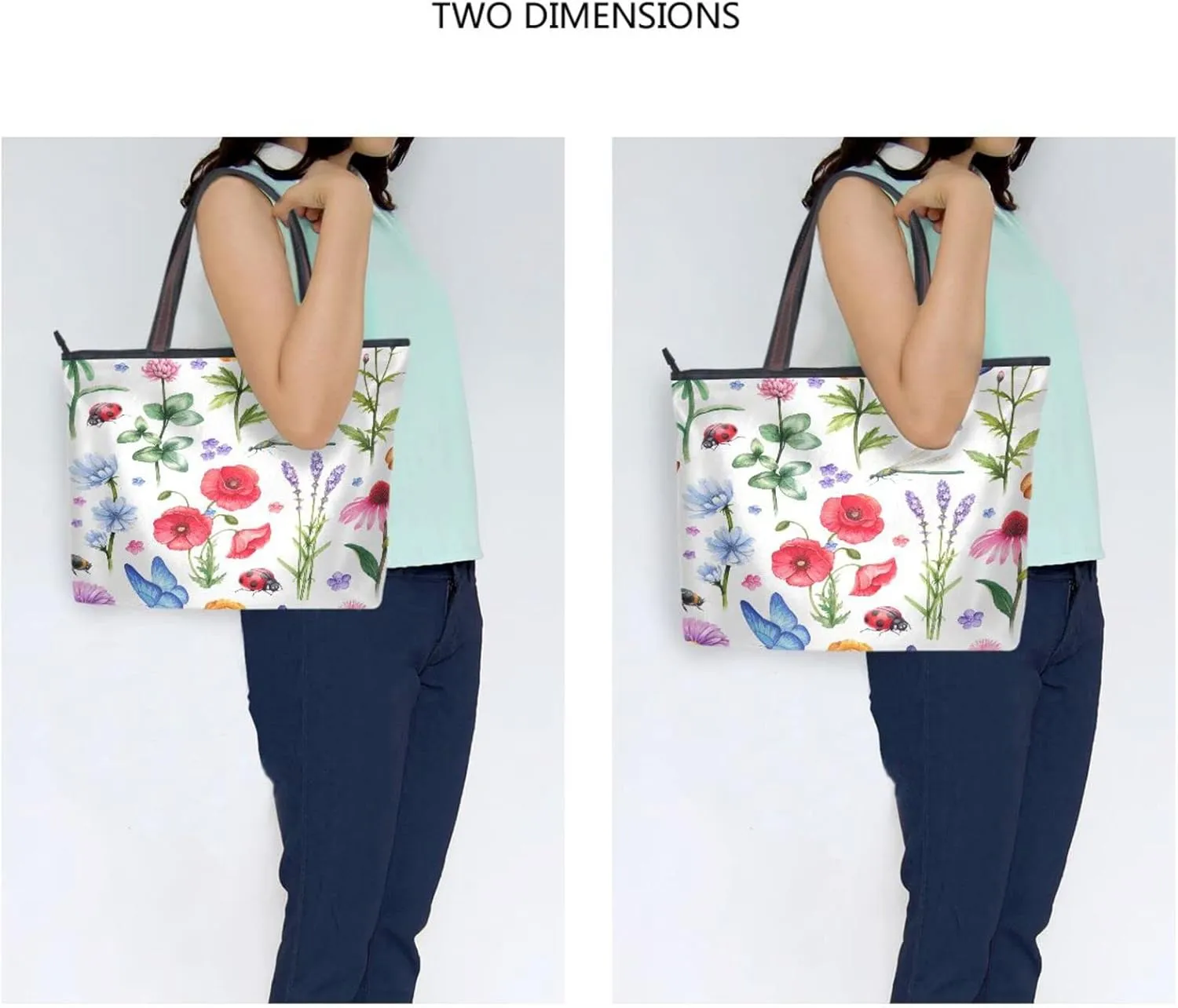 JSTEL Pattern Tote Bag for Women with Zipper Pocket Polyester Tote Purse Pattern Handbag Pattern Tote Purse