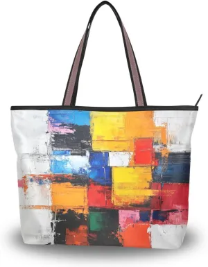 JSTEL Tote Bag for Women with Zipper,Polyester Tote Purse Holiday Tote Bag Work Handbag Women Gift