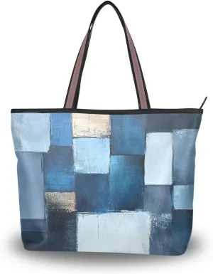 JSTEL Tote Bag for Women with Zipper,Polyester Tote Purse Holiday Tote Bag Work Handbag Women Gift
