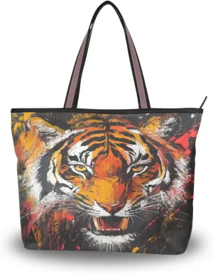 JSTEL Tote Bag for Women with Zipper,Polyester Tote Purse Holiday Tote Bag Work Handbag Women Gift