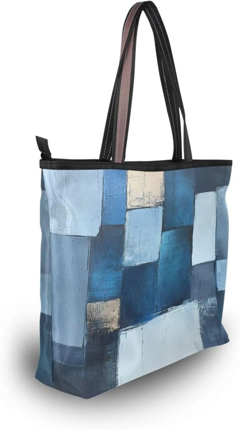 JSTEL Tote Bag for Women with Zipper,Polyester Tote Purse Holiday Tote Bag Work Handbag Women Gift