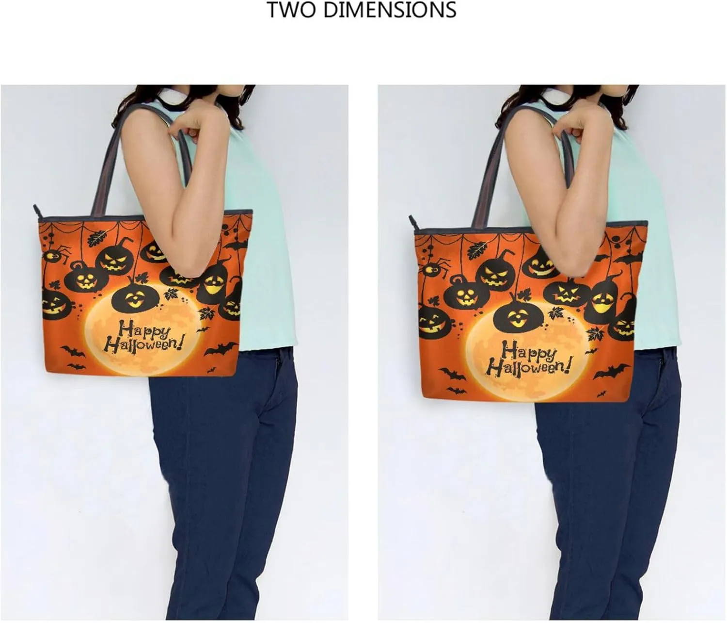 JSTEL Tote Bag for Women with Zipper,Polyester Tote Purse Holiday Tote Bag Work Handbag Women Gift