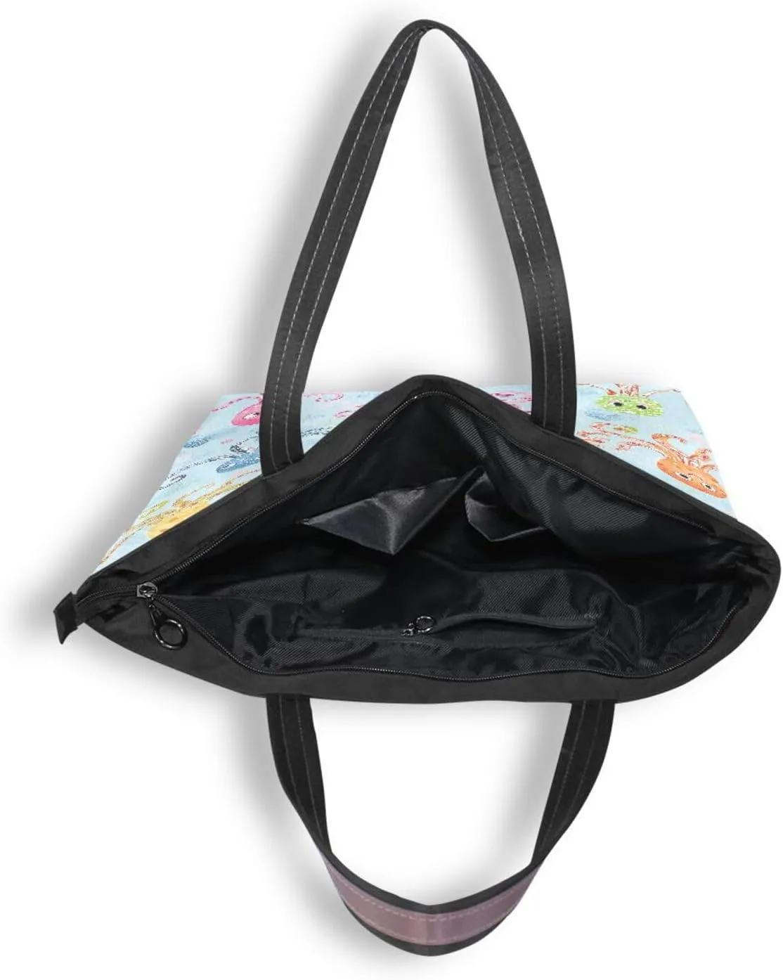 JSTEL Tote Bag for Women with Zipper,Polyester Tote Purse Holiday Tote Bag Work Handbag Women Gift