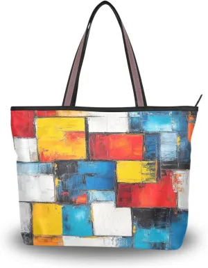 JSTEL Tote Bag for Women with Zipper,Polyester Tote Purse Holiday Tote Bag Work Handbag Women Gift
