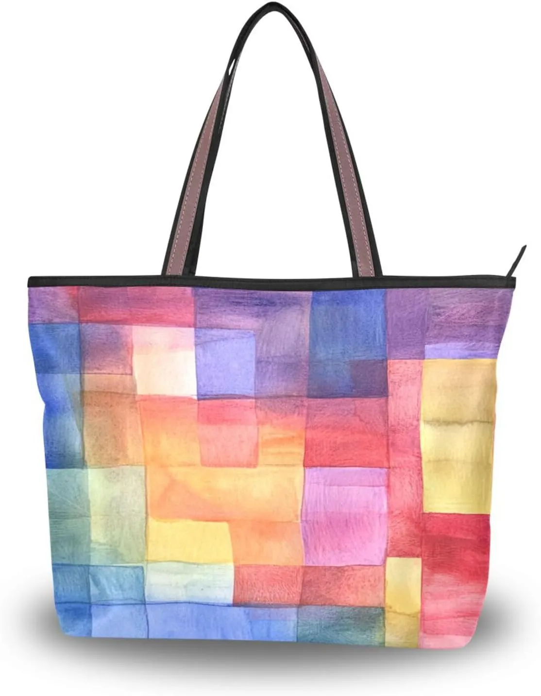 JSTEL Tote Bag for Women with Zipper,Polyester Tote Purse Holiday Tote Bag Work Handbag Women Gift