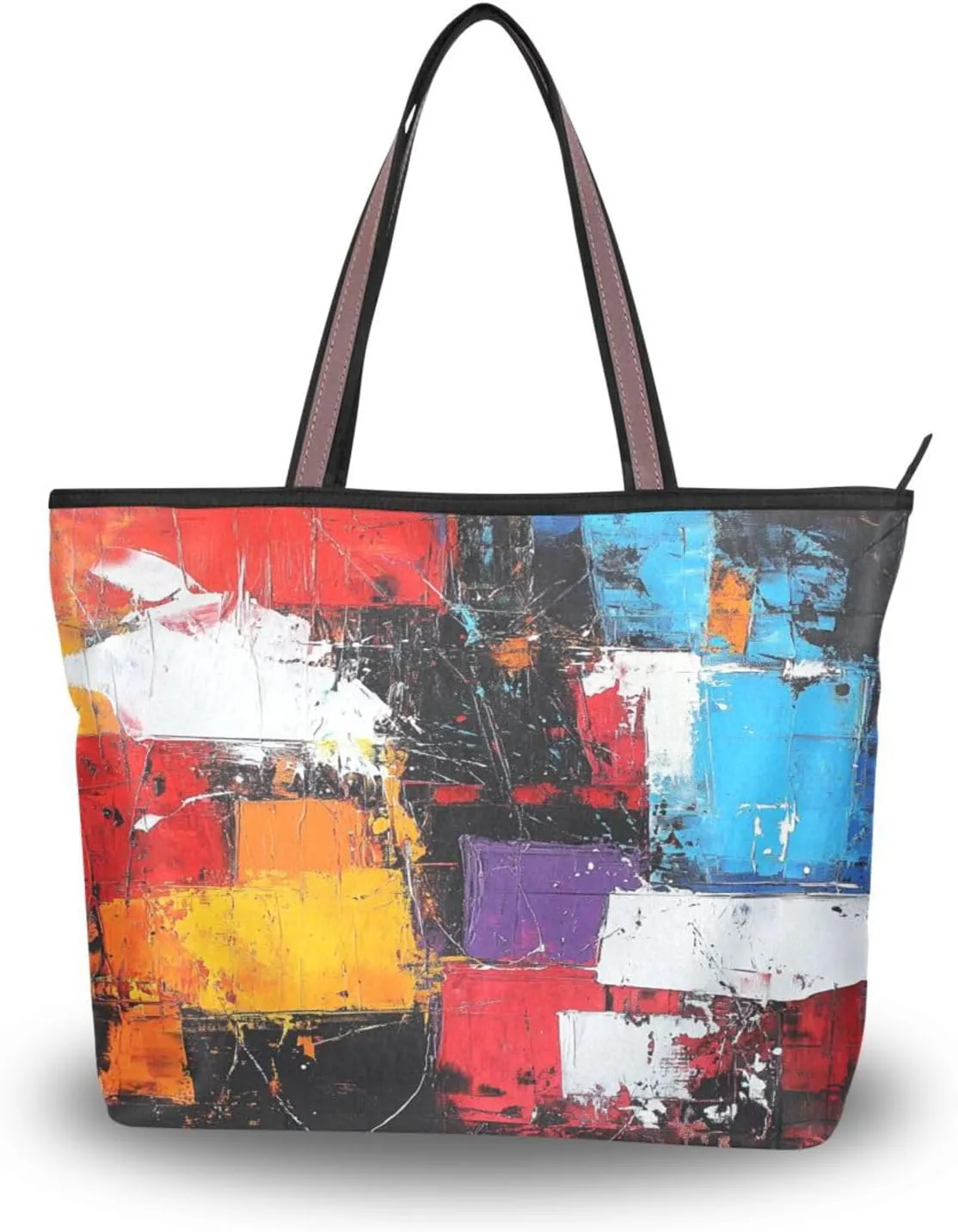 JSTEL Tote Bag for Women with Zipper,Polyester Tote Purse Holiday Tote Bag Work Handbag Women Gift