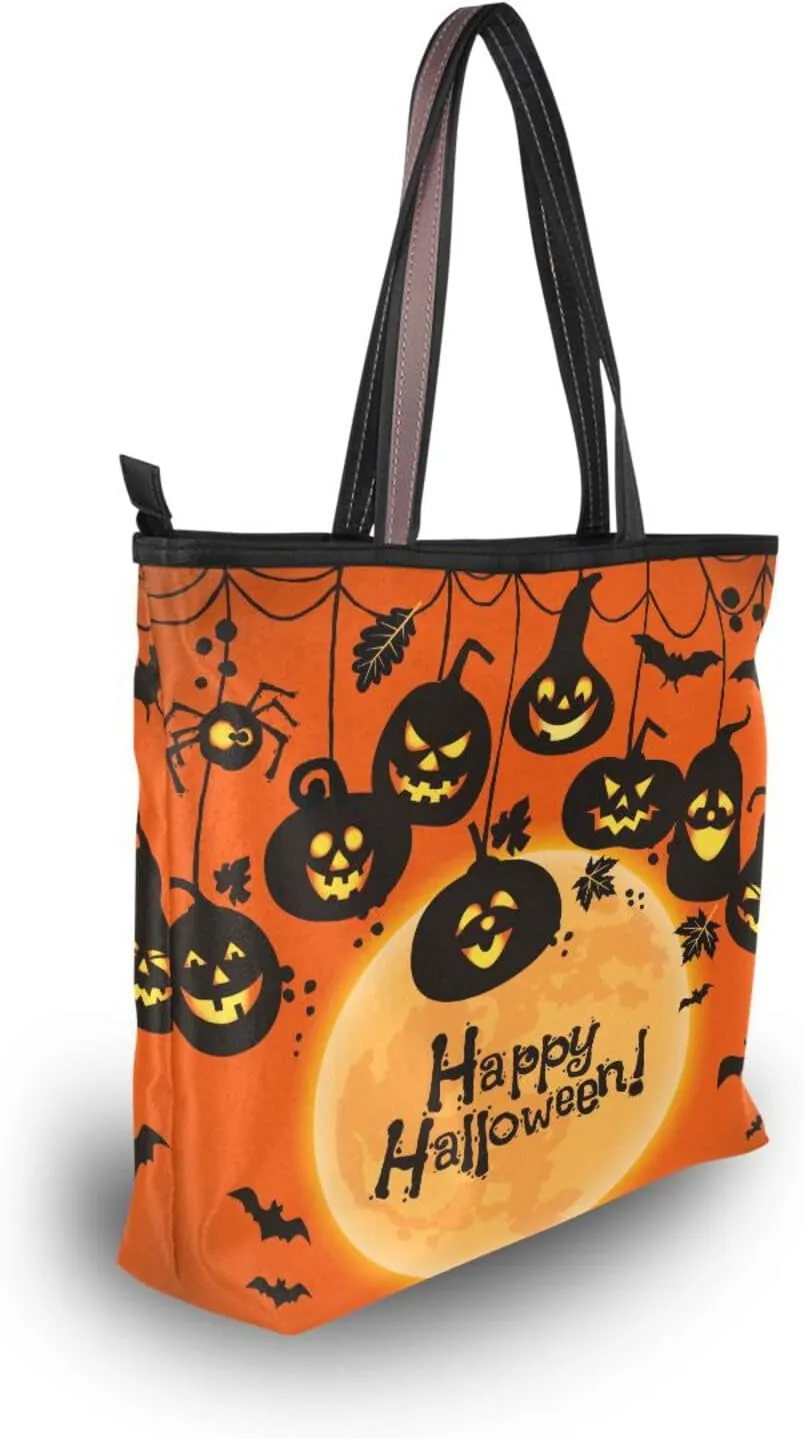 JSTEL Tote Bag for Women with Zipper,Polyester Tote Purse Holiday Tote Bag Work Handbag Women Gift