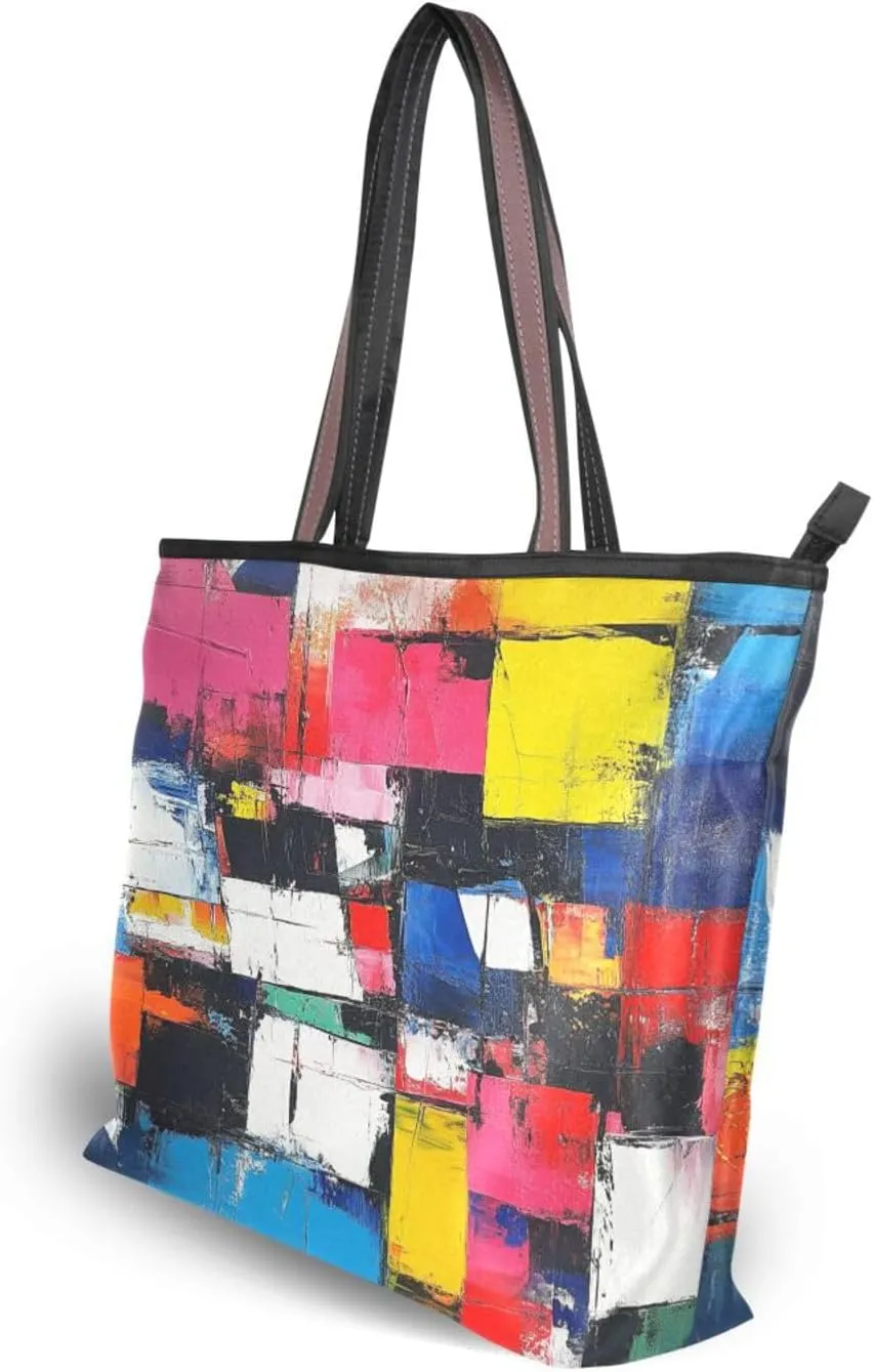 JSTEL Tote Bag for Women with Zipper,Polyester Tote Purse Holiday Tote Bag Work Handbag Women Gift