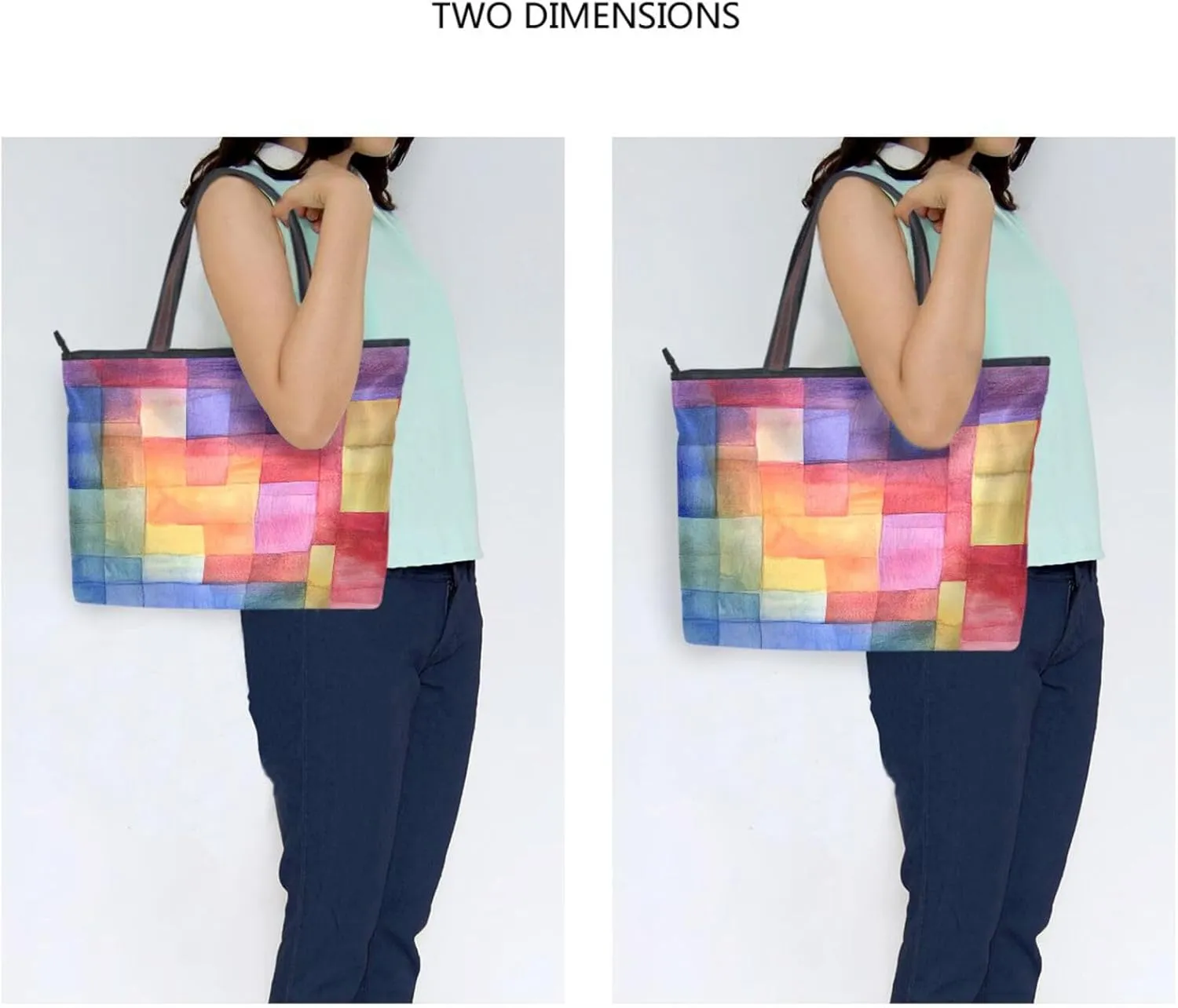 JSTEL Tote Bag for Women with Zipper,Polyester Tote Purse Holiday Tote Bag Work Handbag Women Gift