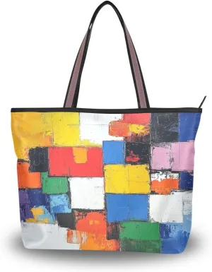 JSTEL Tote Bag for Women with Zipper,Polyester Tote Purse Holiday Tote Bag Work Handbag Women Gift
