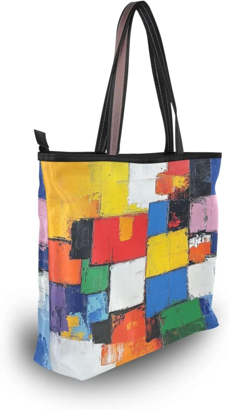 JSTEL Tote Bag for Women with Zipper,Polyester Tote Purse Holiday Tote Bag Work Handbag Women Gift