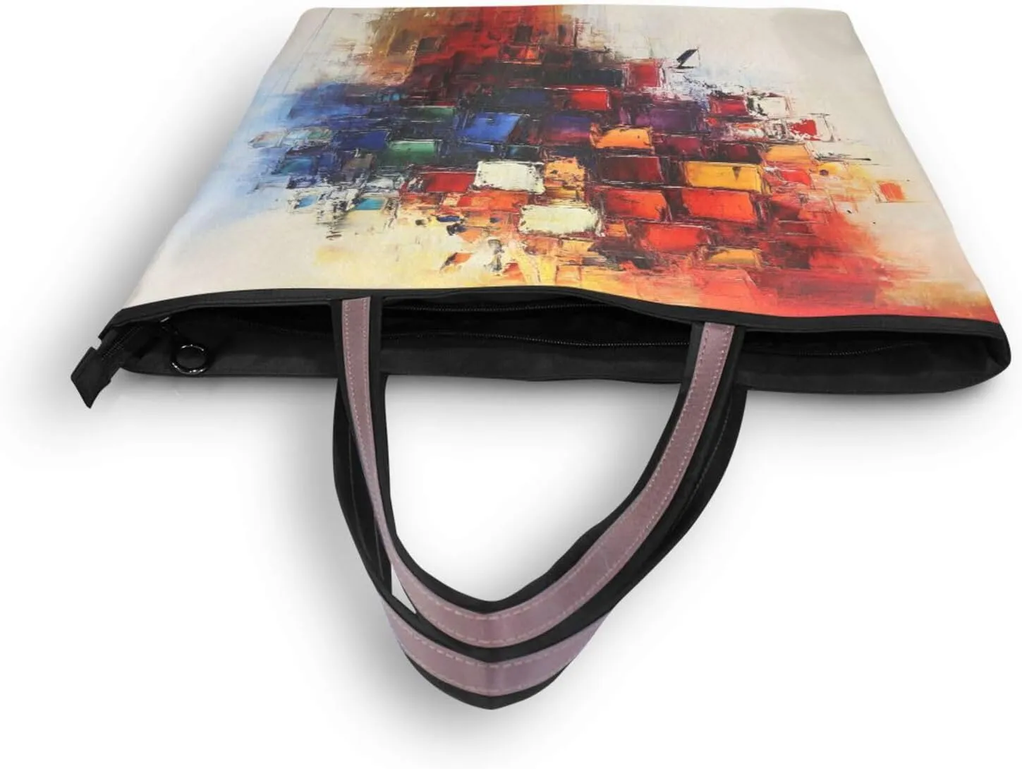 JSTEL Tote Bag for Women with Zipper,Polyester Tote Purse Holiday Tote Bag Work Handbag Women Gift