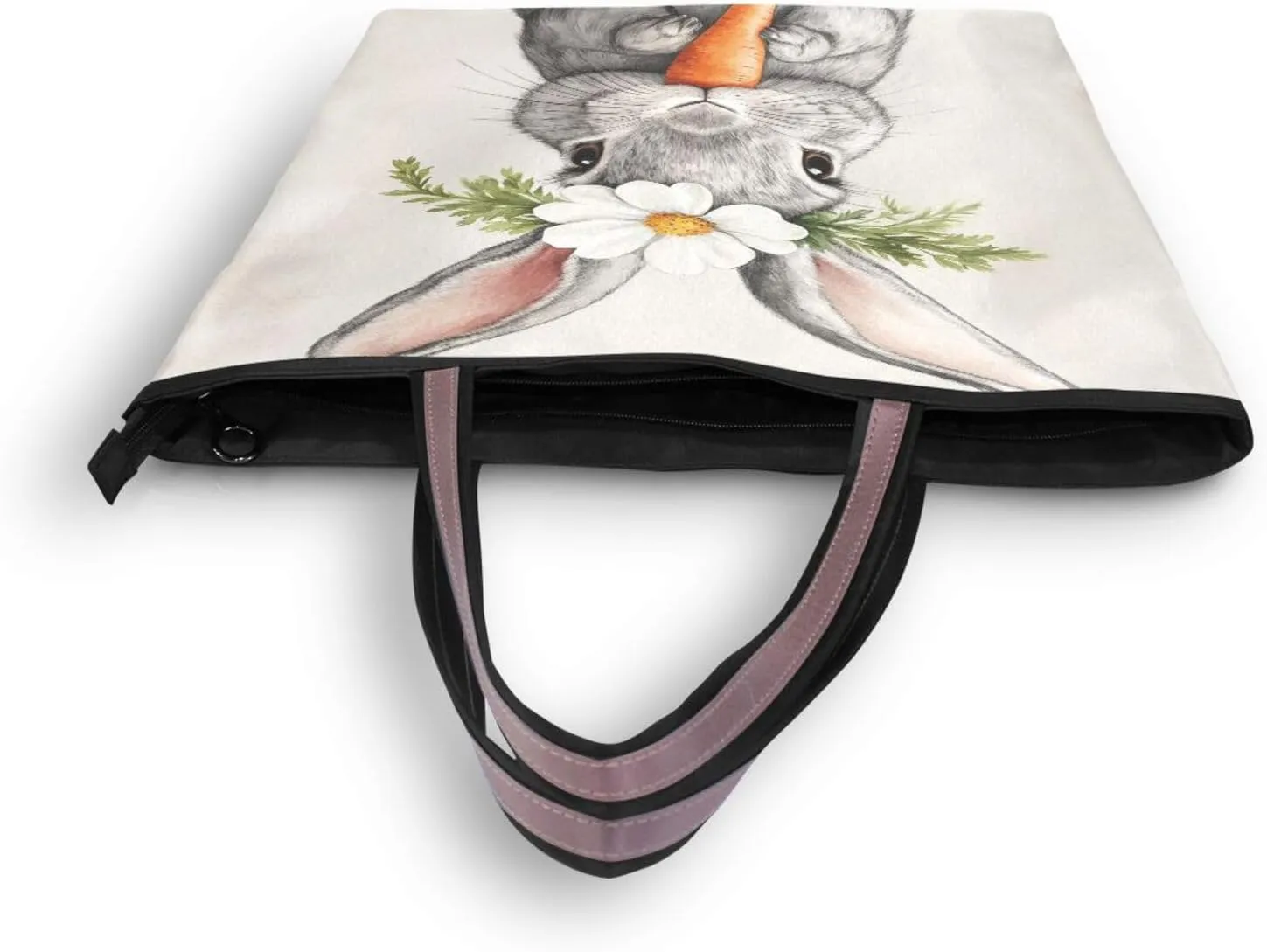 JSTEL Tote Bag for Women with Zipper,Polyester Tote Purse Holiday Tote Bag Work Handbag Women Gift