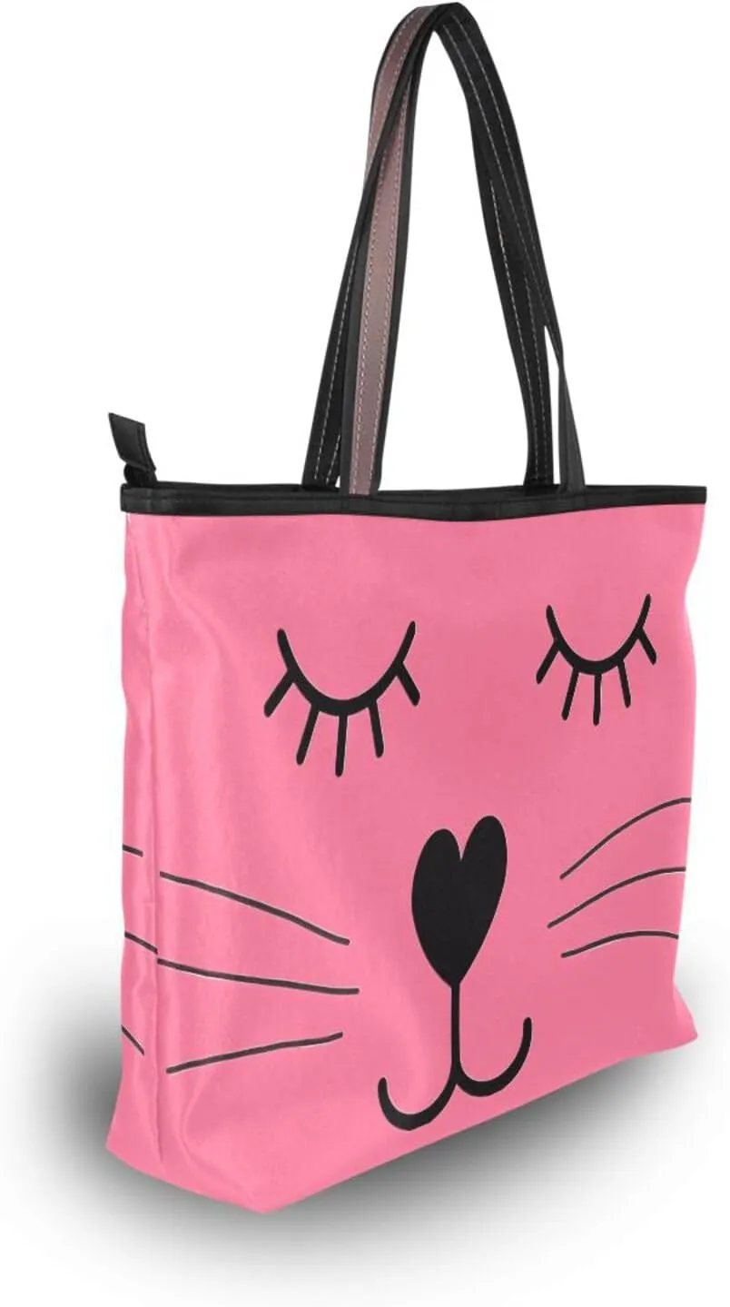 JSTEL Tote Bag for Women with Zipper,Polyester Tote Purse Holiday Tote Bag Work Handbag Women Gift