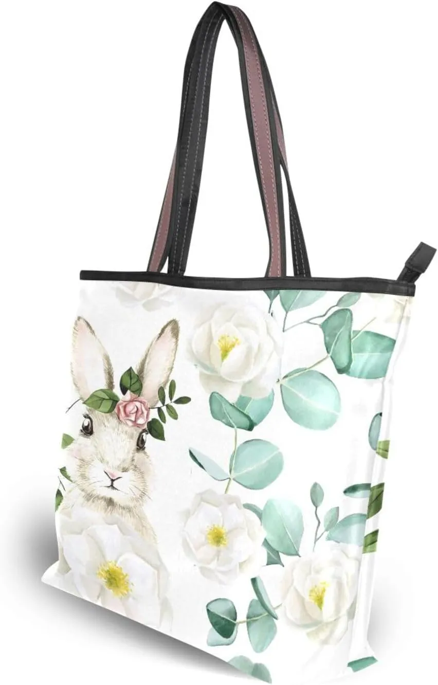 JSTEL Tote Bag for Women with Zipper,Polyester Tote Purse Holiday Tote Bag Work Handbag Women Gift