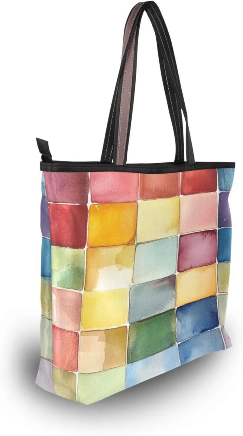 JSTEL Tote Bag for Women with Zipper,Polyester Tote Purse Holiday Tote Bag Work Handbag Women Gift