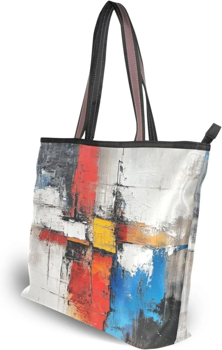 JSTEL Tote Bag for Women with Zipper,Polyester Tote Purse Holiday Tote Bag Work Handbag Women Gift