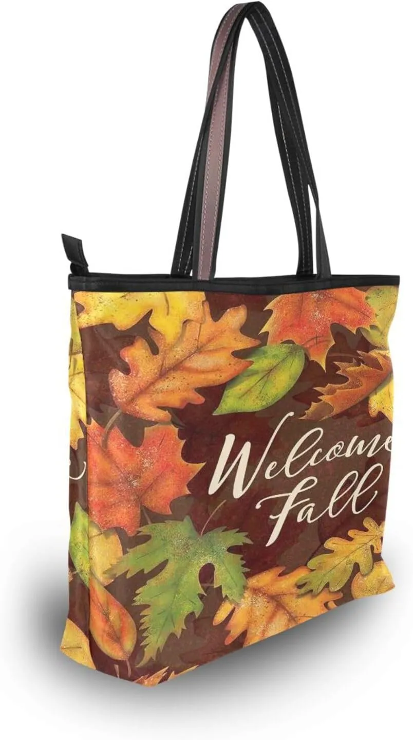 JSTEL Tote Bag for Women with Zipper,Polyester Tote Purse Holiday Tote Bag Work Handbag Women Gift