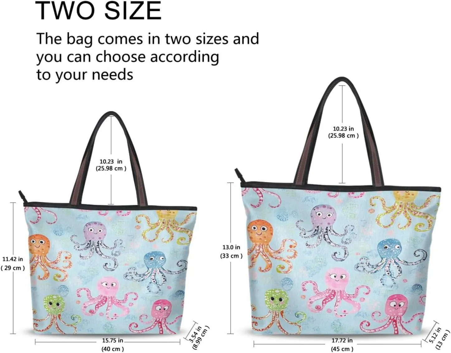 JSTEL Tote Bag for Women with Zipper,Polyester Tote Purse Holiday Tote Bag Work Handbag Women Gift
