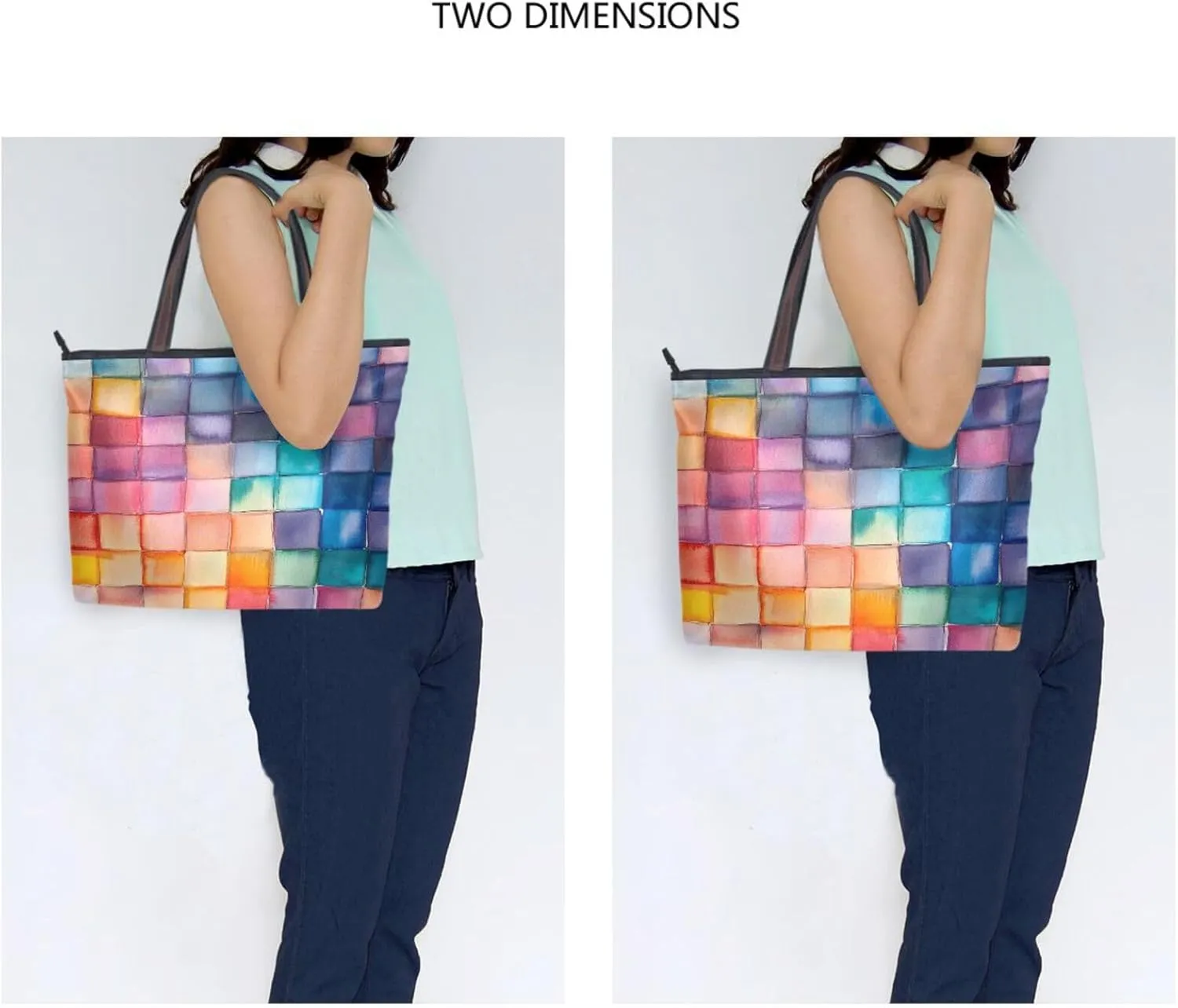 JSTEL Tote Bag for Women with Zipper,Polyester Tote Purse Holiday Tote Bag Work Handbag Women Gift