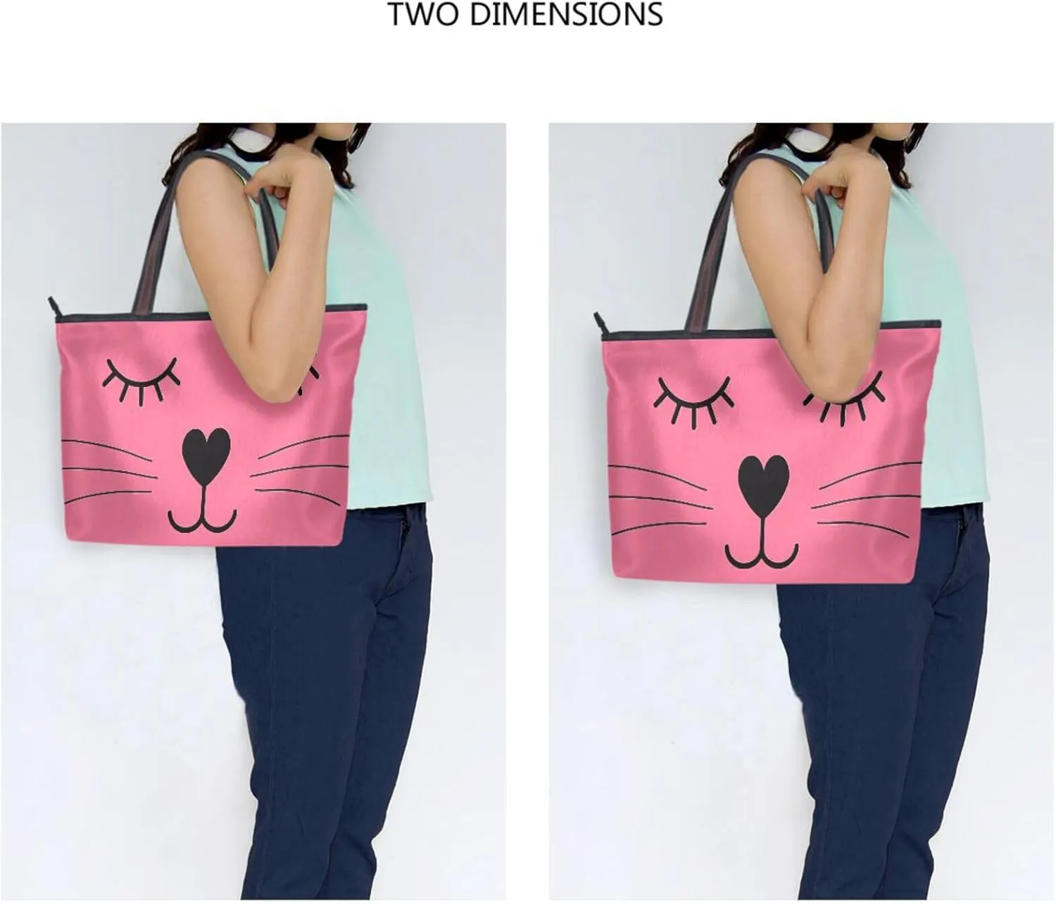 JSTEL Tote Bag for Women with Zipper,Polyester Tote Purse Holiday Tote Bag Work Handbag Women Gift