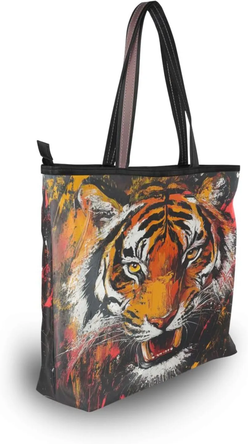 JSTEL Tote Bag for Women with Zipper,Polyester Tote Purse Holiday Tote Bag Work Handbag Women Gift