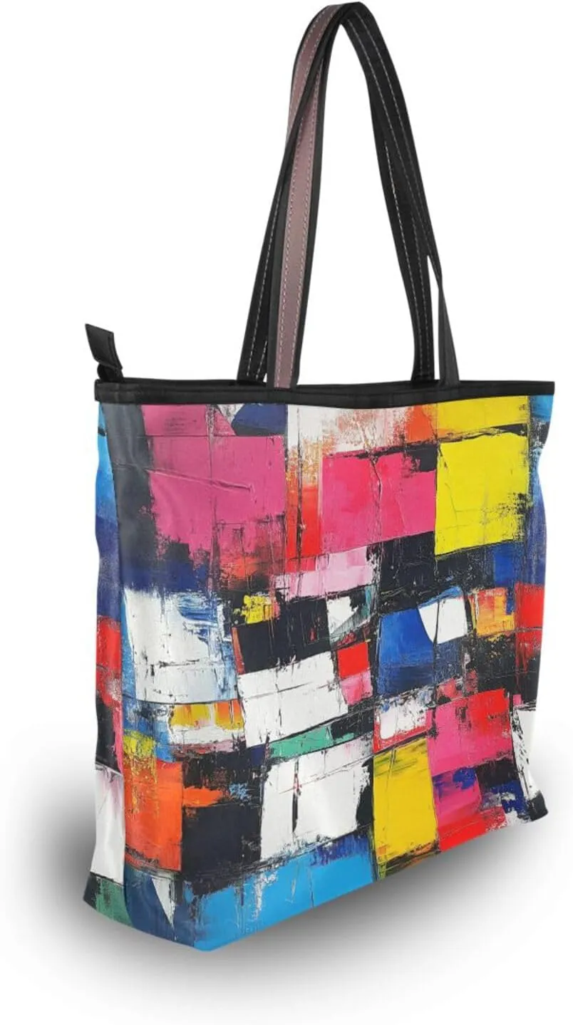 JSTEL Tote Bag for Women with Zipper,Polyester Tote Purse Holiday Tote Bag Work Handbag Women Gift