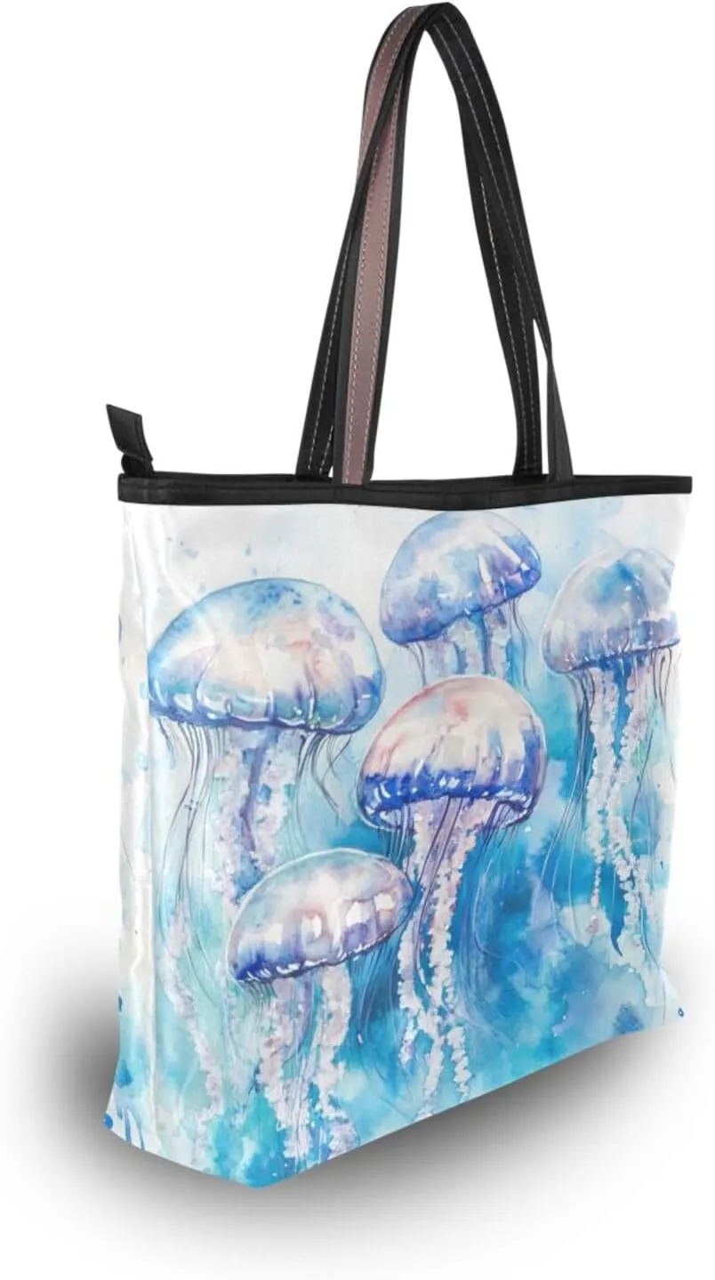 JSTEL Tote Bag for Women with Zipper,Polyester Tote Purse Holiday Tote Bag Work Handbag Women Gift