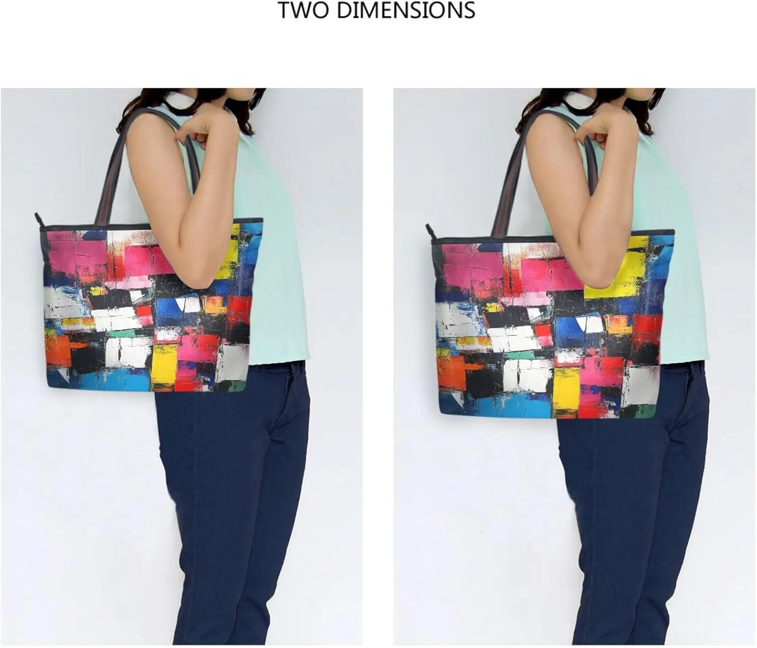 JSTEL Tote Bag for Women with Zipper,Polyester Tote Purse Holiday Tote Bag Work Handbag Women Gift