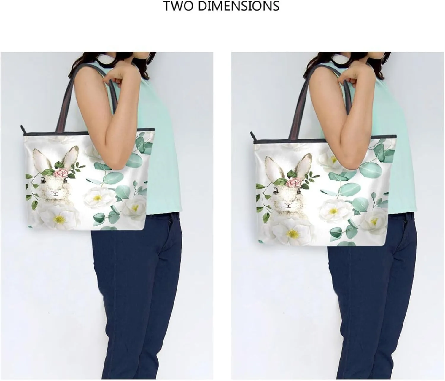 JSTEL Tote Bag for Women with Zipper,Polyester Tote Purse Holiday Tote Bag Work Handbag Women Gift