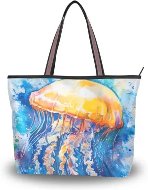 JSTEL Tote Bag for Women with Zipper,Polyester Tote Purse Holiday Tote Bag Work Handbag Women Gift