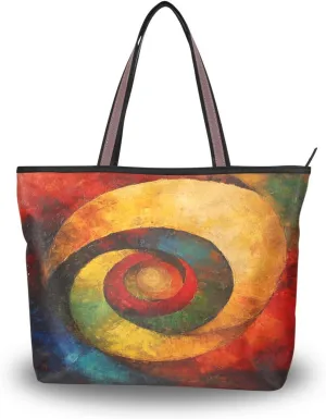 JSTEL Tote Bag for Women with Zipper,Polyester Tote Purse Holiday Tote Bag Work Handbag Women Gift