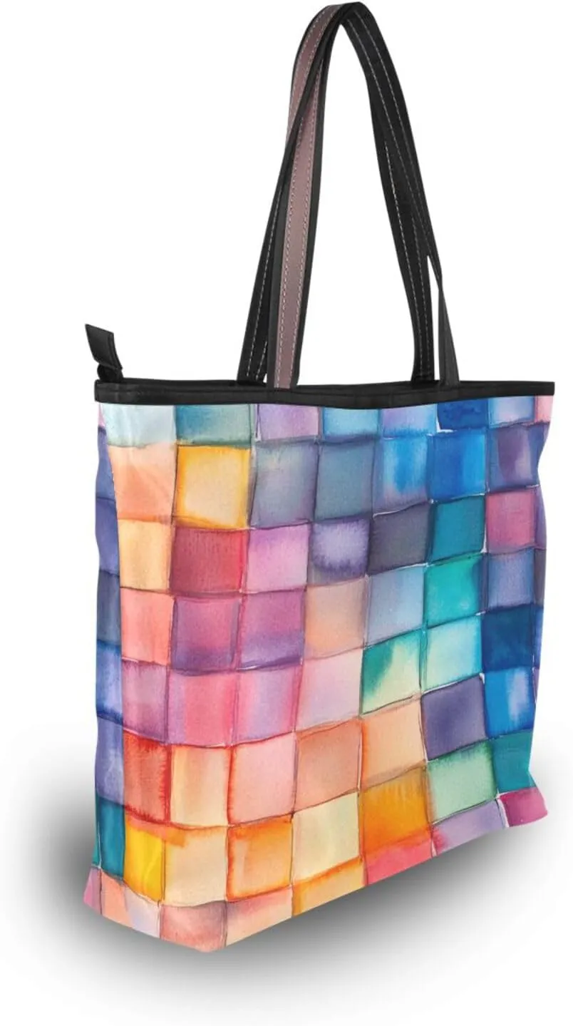 JSTEL Tote Bag for Women with Zipper,Polyester Tote Purse Holiday Tote Bag Work Handbag Women Gift