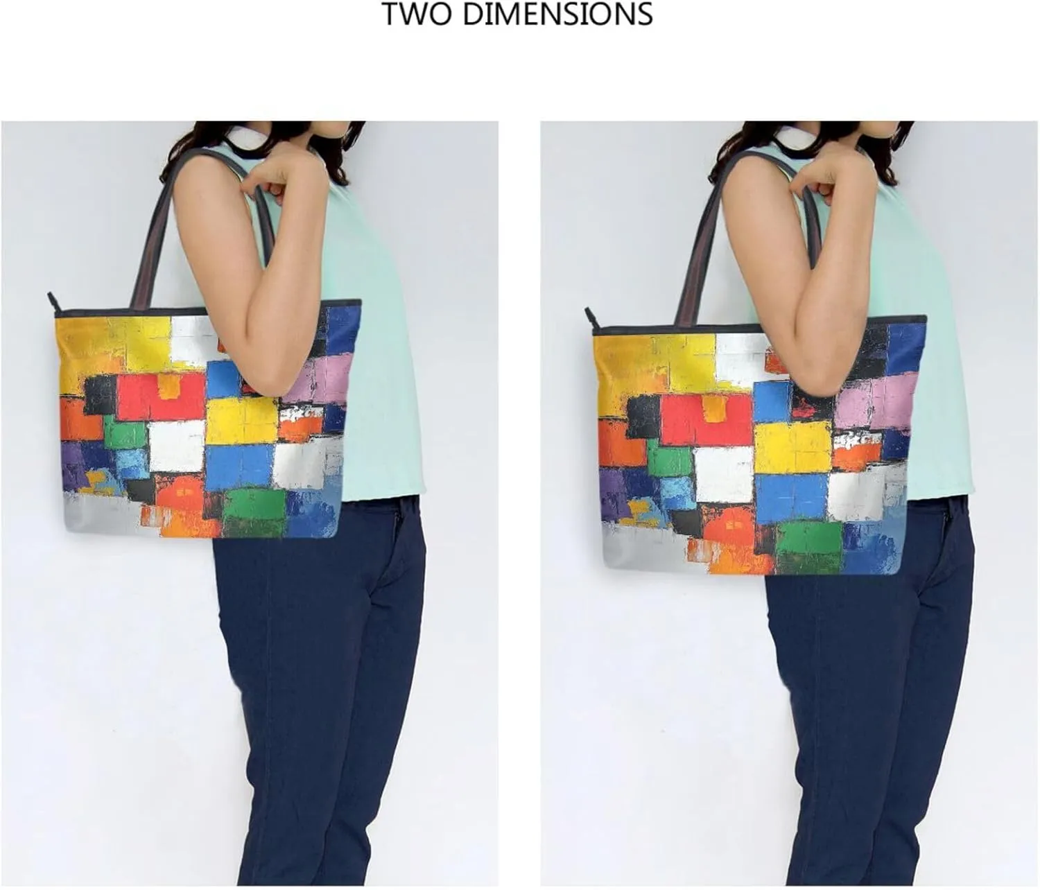 JSTEL Tote Bag for Women with Zipper,Polyester Tote Purse Holiday Tote Bag Work Handbag Women Gift