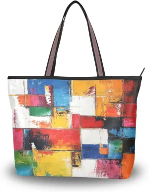 JSTEL Tote Bag for Women with Zipper,Polyester Tote Purse Holiday Tote Bag Work Handbag Women Gift