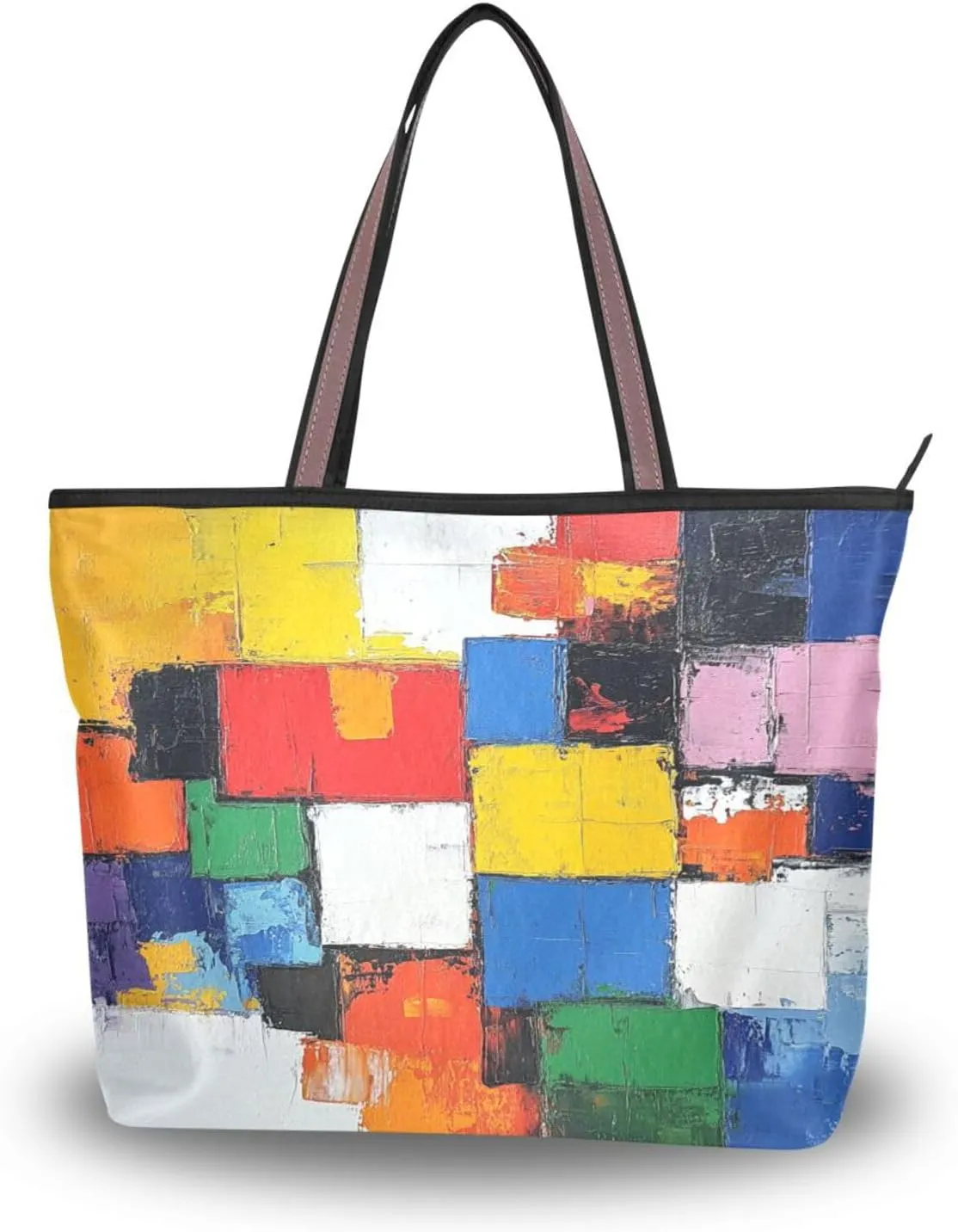 JSTEL Tote Bag for Women with Zipper,Polyester Tote Purse Holiday Tote Bag Work Handbag Women Gift
