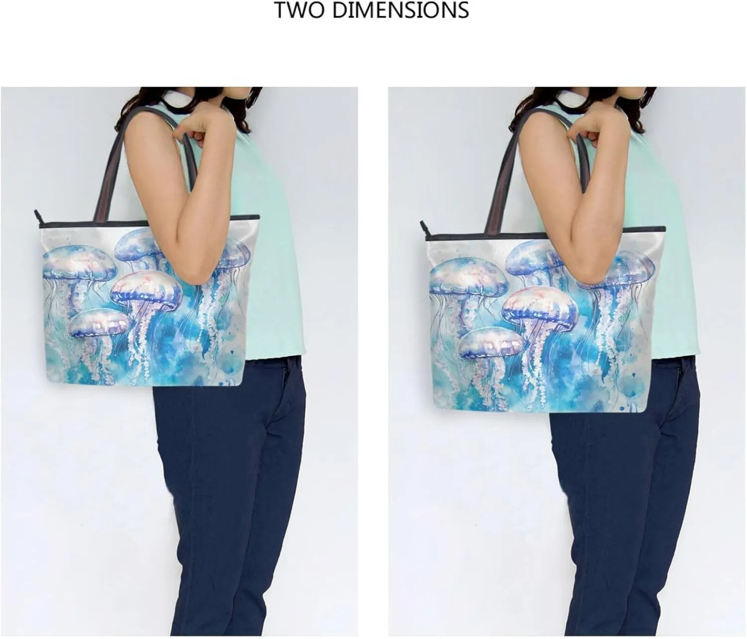 JSTEL Tote Bag for Women with Zipper,Polyester Tote Purse Holiday Tote Bag Work Handbag Women Gift