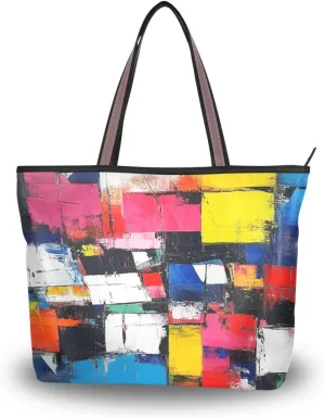 JSTEL Tote Bag for Women with Zipper,Polyester Tote Purse Holiday Tote Bag Work Handbag Women Gift