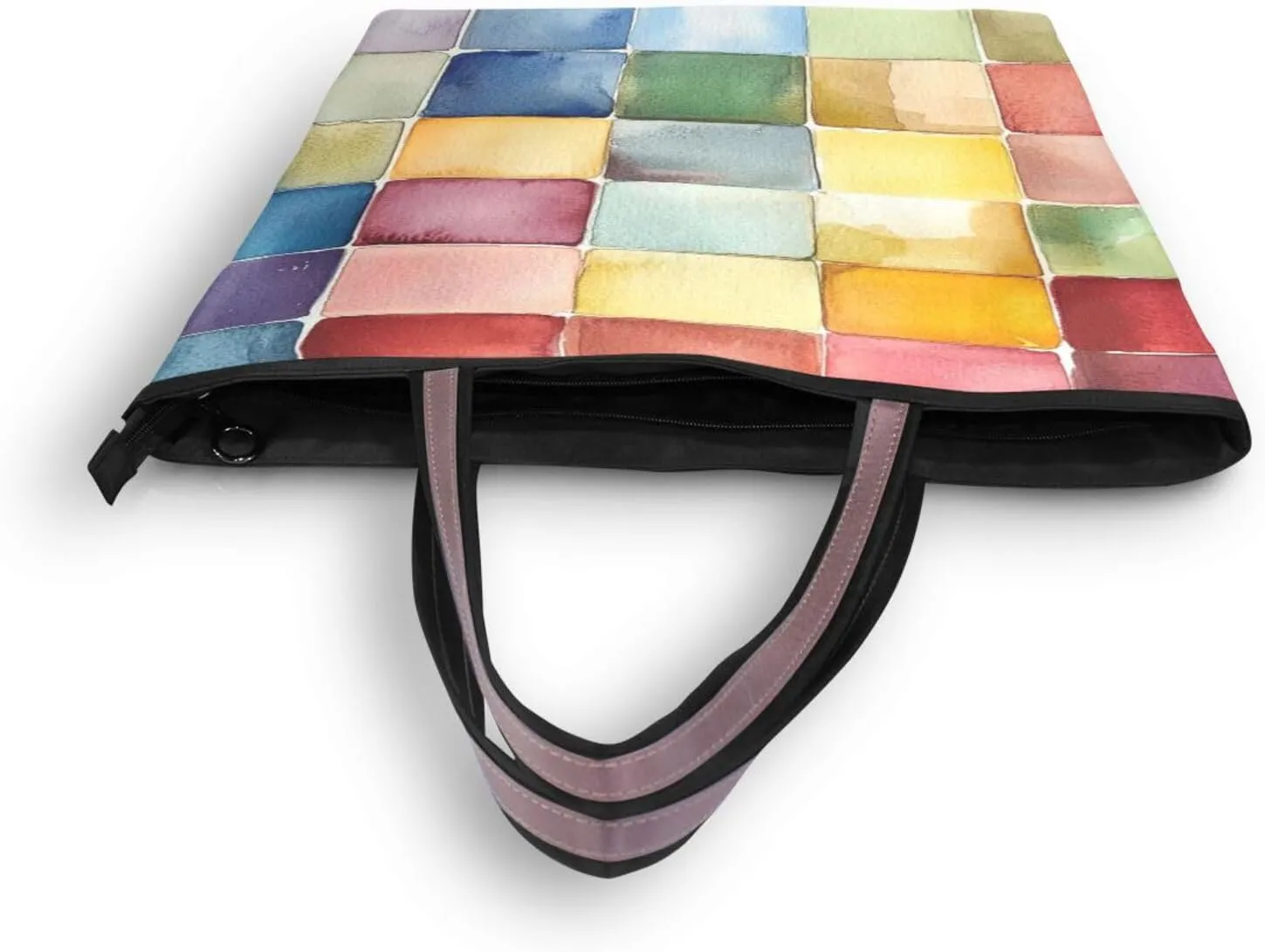 JSTEL Tote Bag for Women with Zipper,Polyester Tote Purse Holiday Tote Bag Work Handbag Women Gift