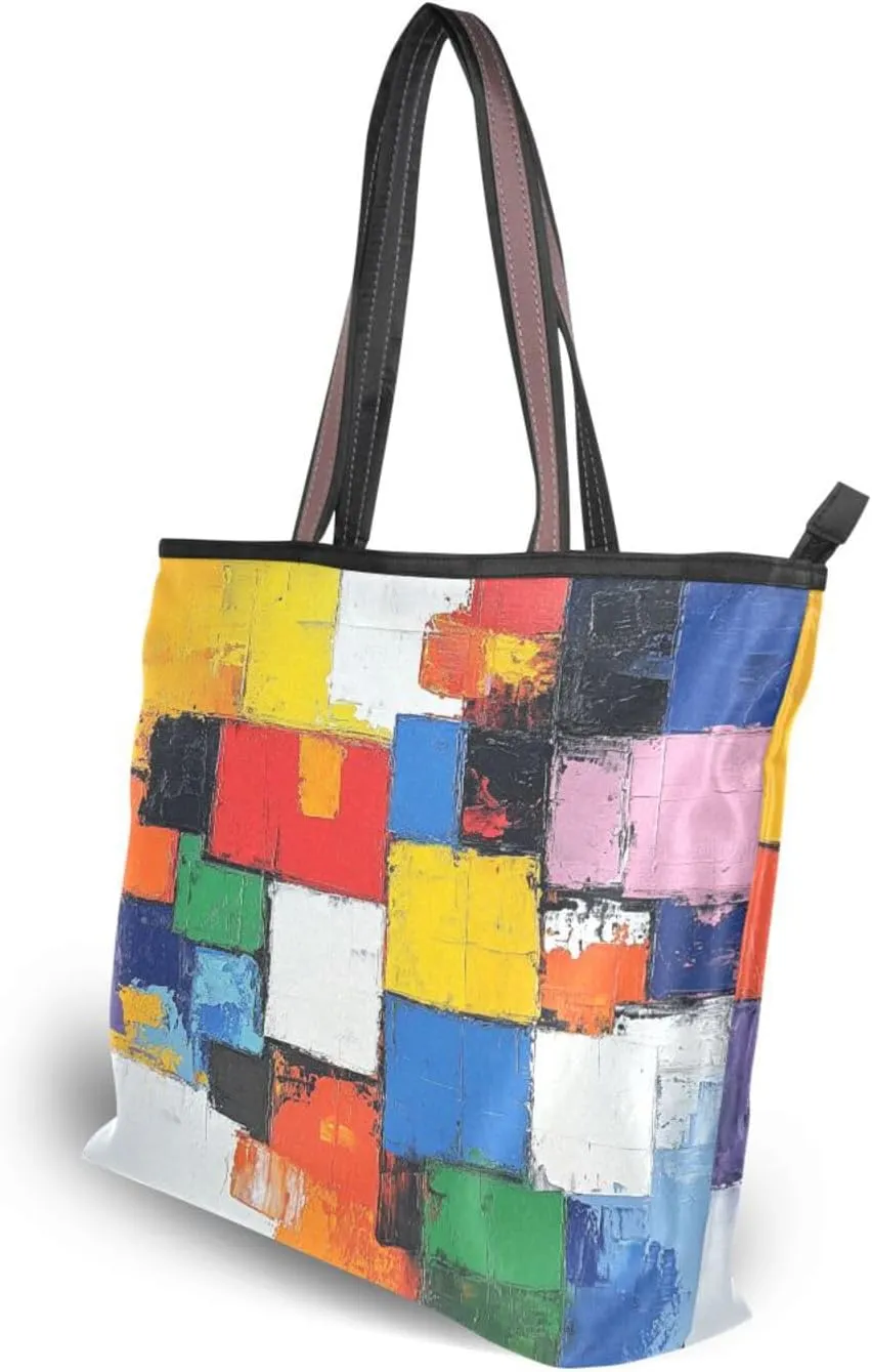 JSTEL Tote Bag for Women with Zipper,Polyester Tote Purse Holiday Tote Bag Work Handbag Women Gift