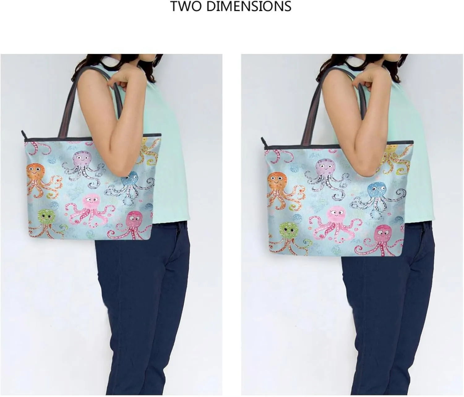 JSTEL Tote Bag for Women with Zipper,Polyester Tote Purse Holiday Tote Bag Work Handbag Women Gift